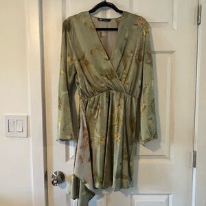 Zara Green Floral Wrap Dress